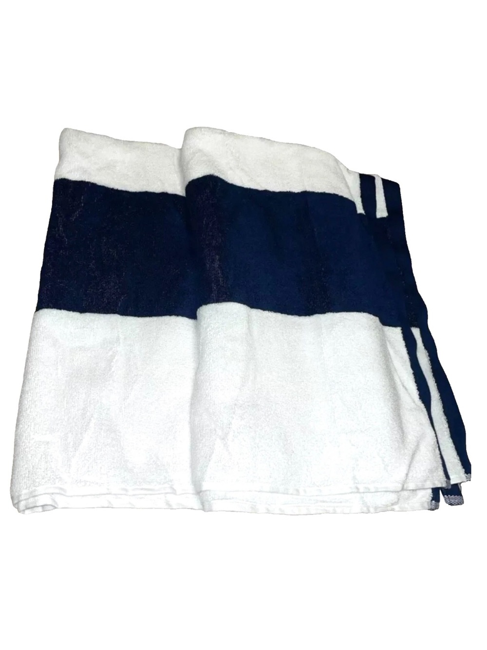 Lands End Large Beach Towel Vertical Rugby Stripe Blue& White Brand N 38” X 72"
